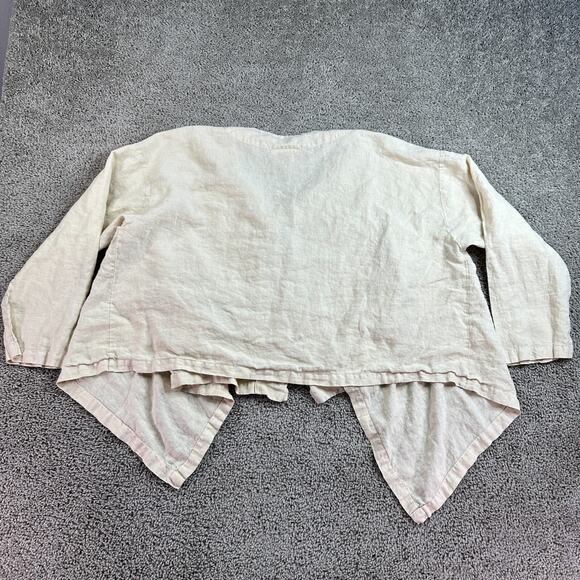 Bryn Walker Linen Jacket Womens L Cream Single Button Lagenlook Asymmetrical Hem - Picture 9 of 14